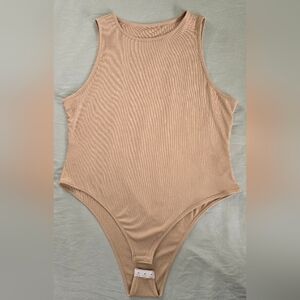 Shein Curve High Neck Ribbed Tank Bodysuit, Tan Size 3XL NWOT